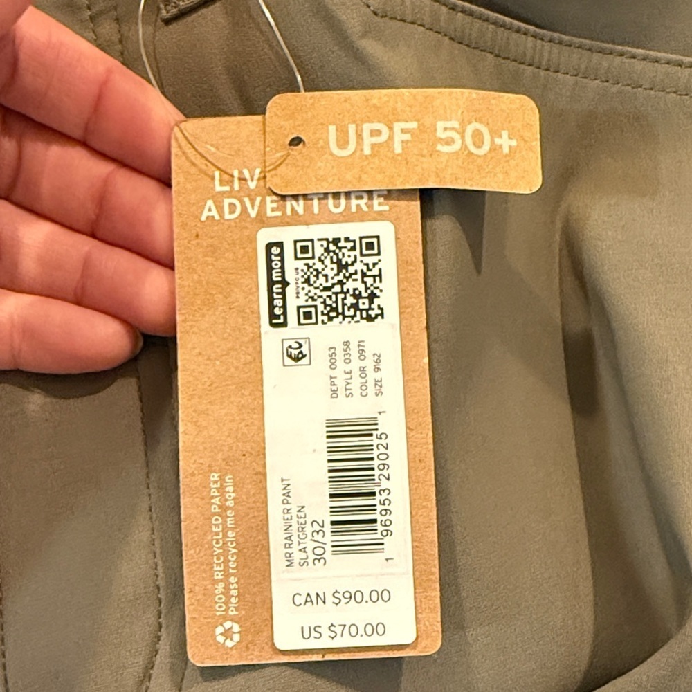 NWT Eddie Bauer Men's Olive Ranier Cargo Pants - 30 waist, 32 length - Picture 3 of 6